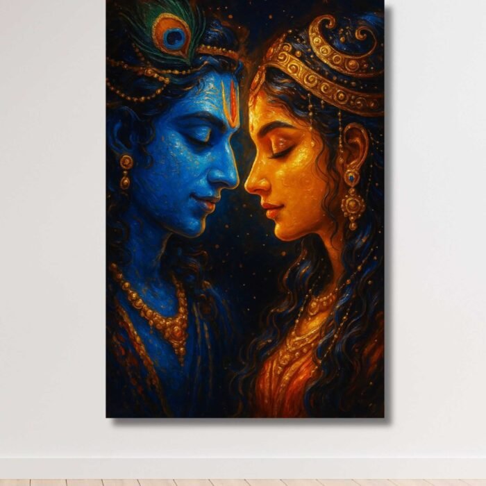 Radha Krishna canvas painting by Kunjcart6