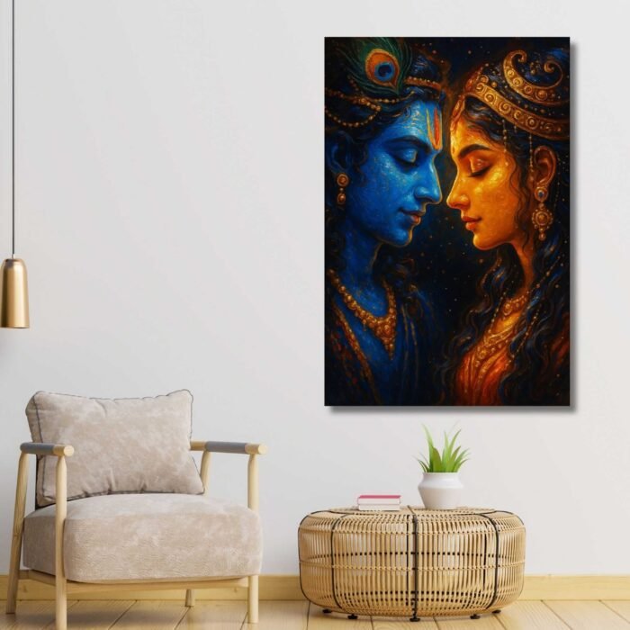 Radha Krishna canvas painting by Kunjcart7