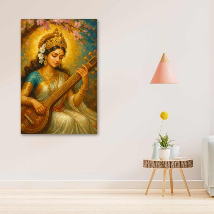Saraswati Painting On Canvas1