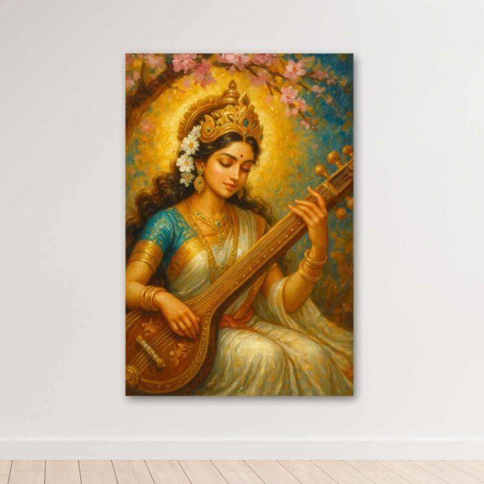 Saraswati Painting On Canvas3