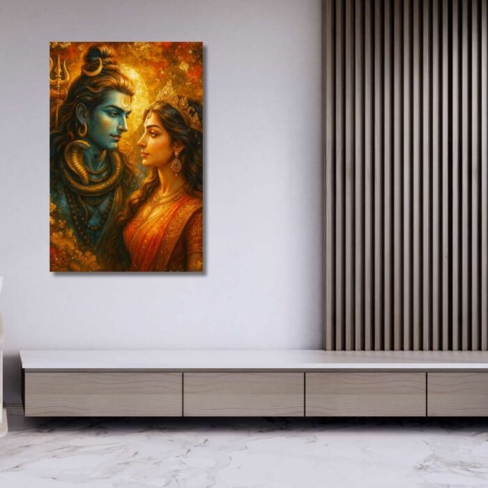 Shiva Parvati canvas wall painting By Kunjcart2