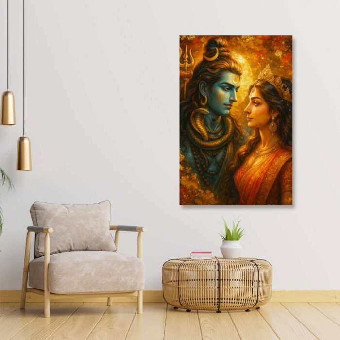 Shiva Parvati canvas wall painting By Kunjcart4