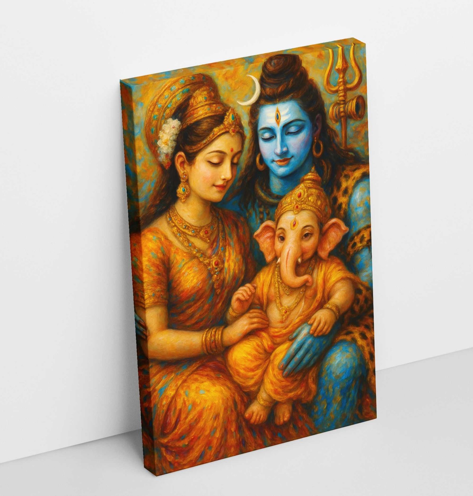 Spiritual canvas painting of Shiva and Parvati2