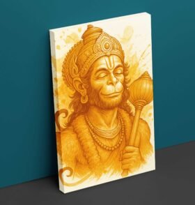 Watercolor Canvas Hanuman Painting1