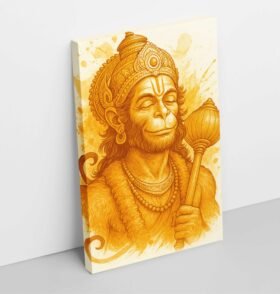 Watercolor Canvas Hanuman Painting2