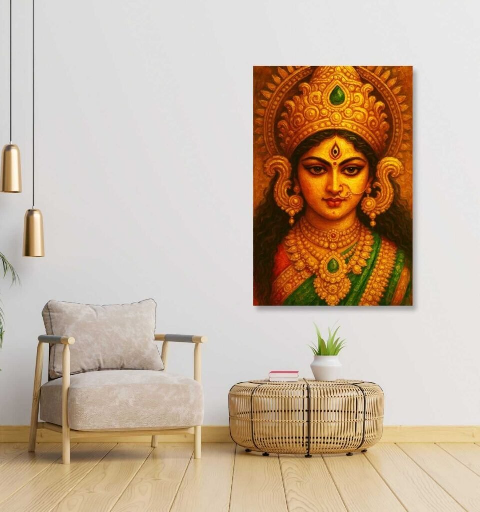 abstract durga painting on canvas1