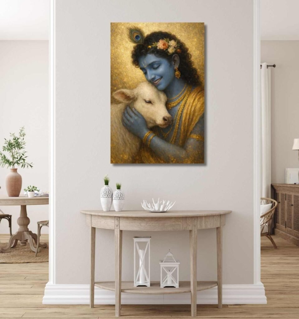 krishna with cow painting3