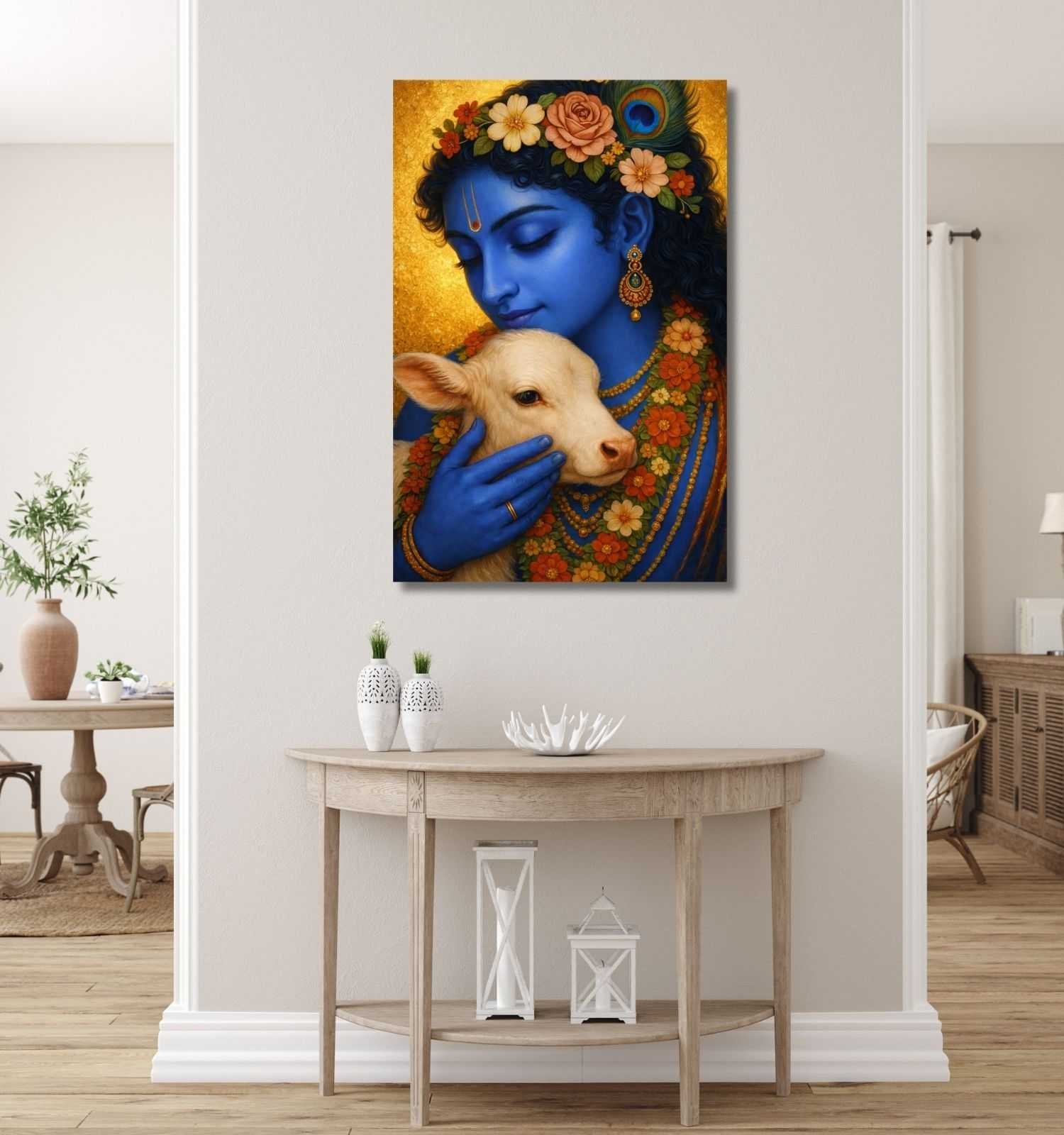 krishna with cow painting3