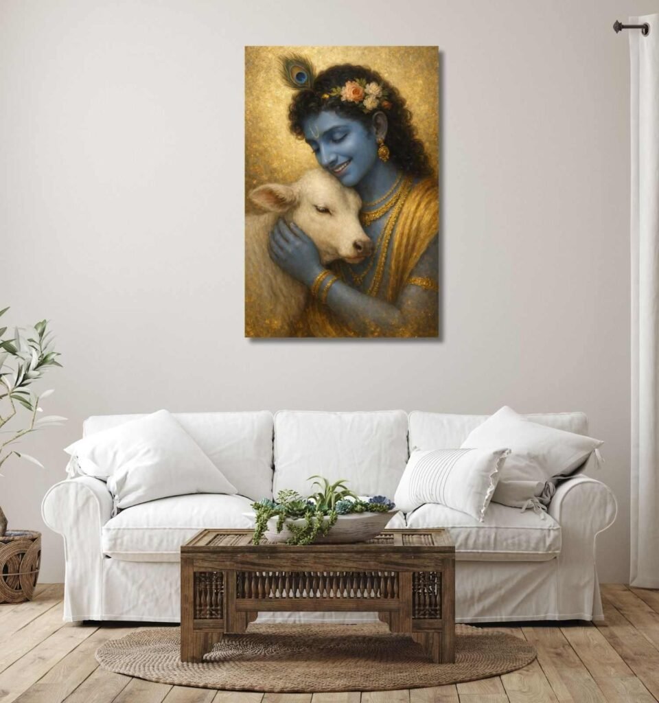 krishna with cow painting3
