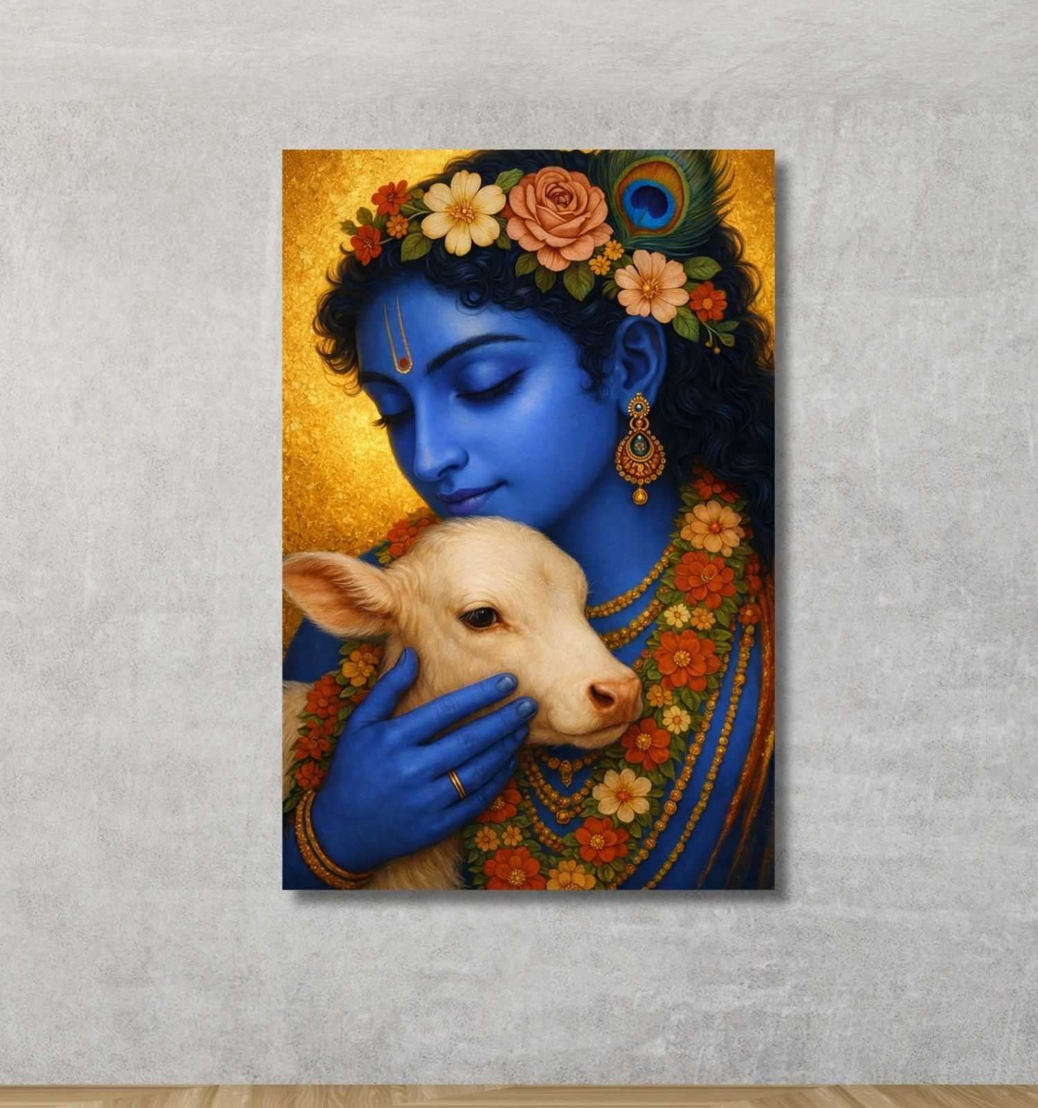 krishna with cow painting3