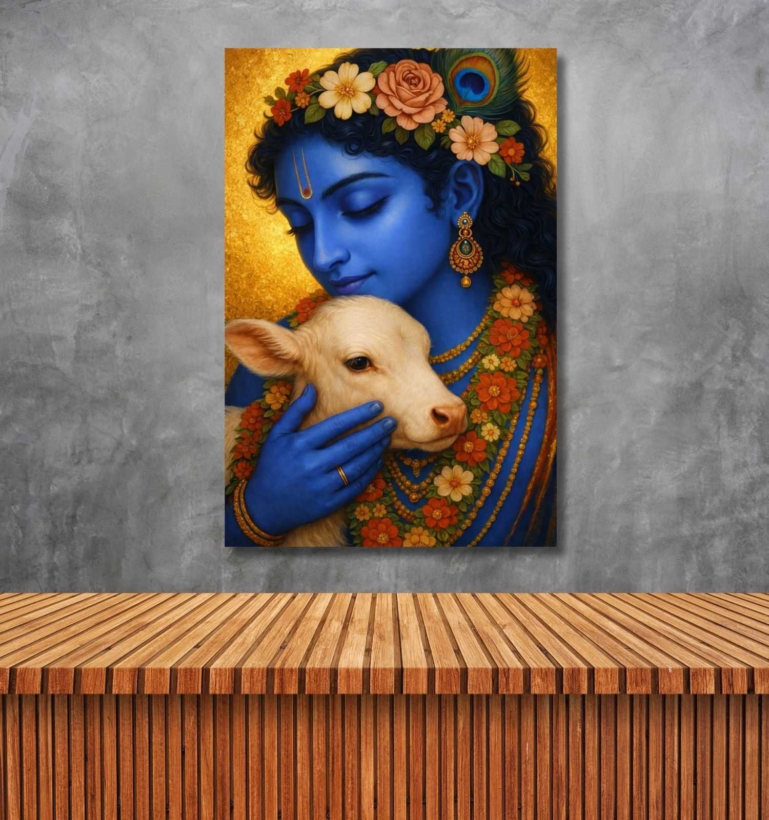 krishna with cow painting3