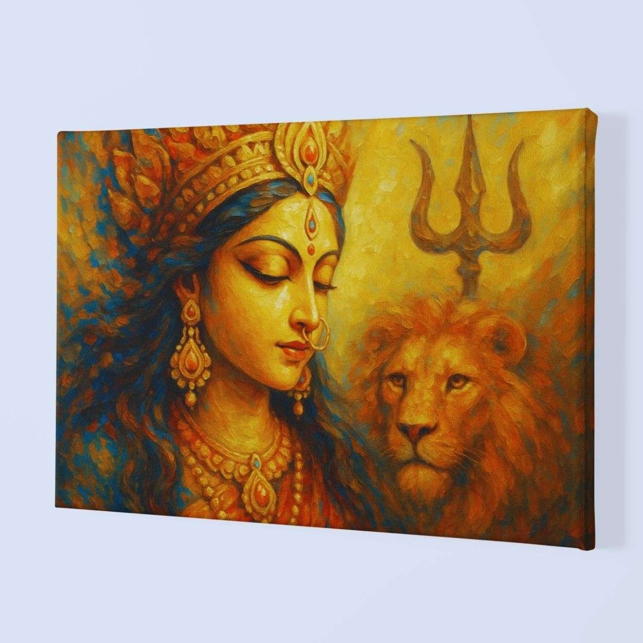maa durga canvas oil painting2