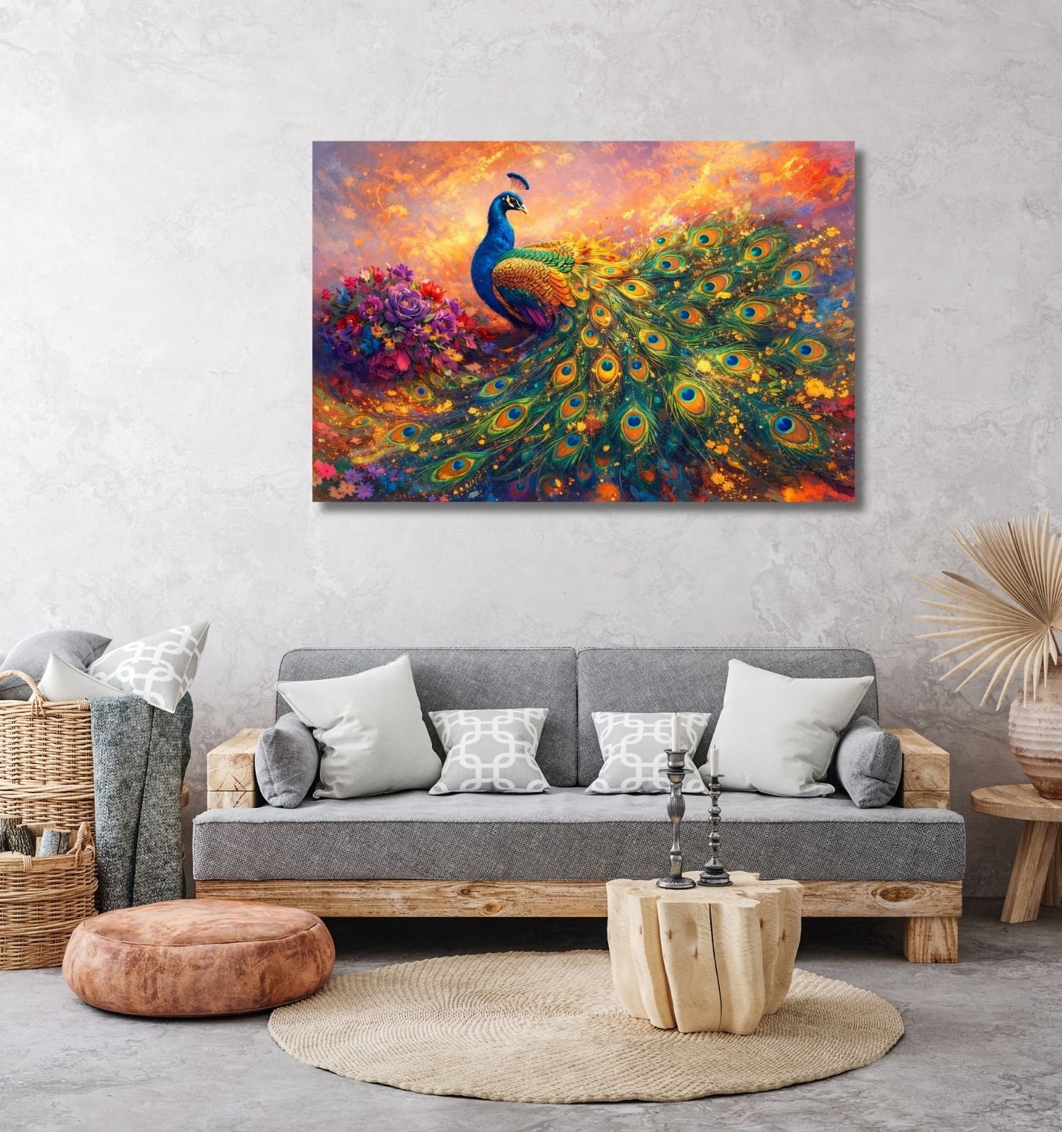 canvas wall art peacock painting