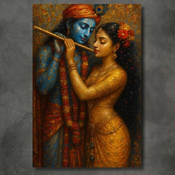 romantic Radha Krishna canvas wall art by Kunjcart3