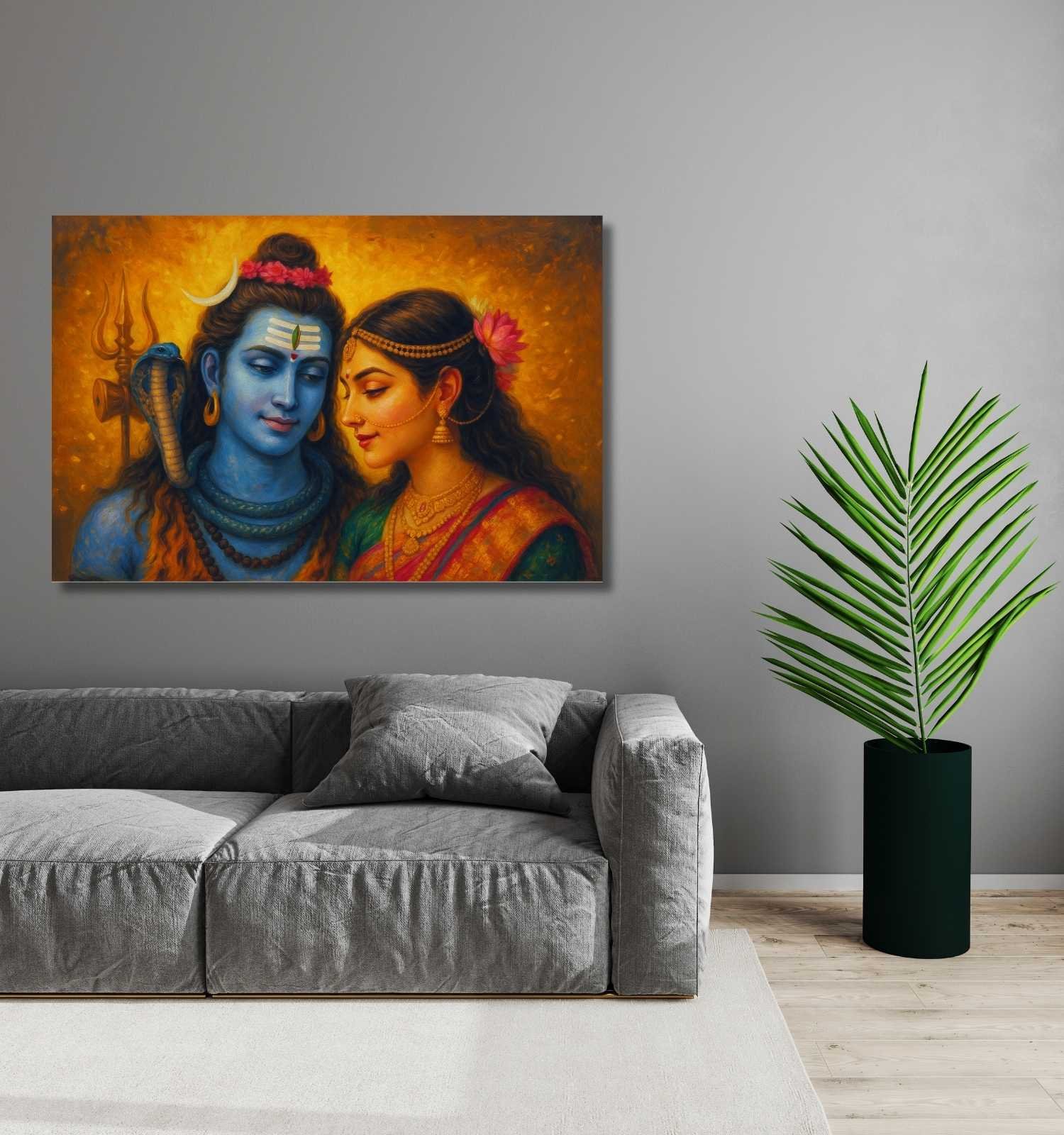 Shiv Parvati Abstract Painting