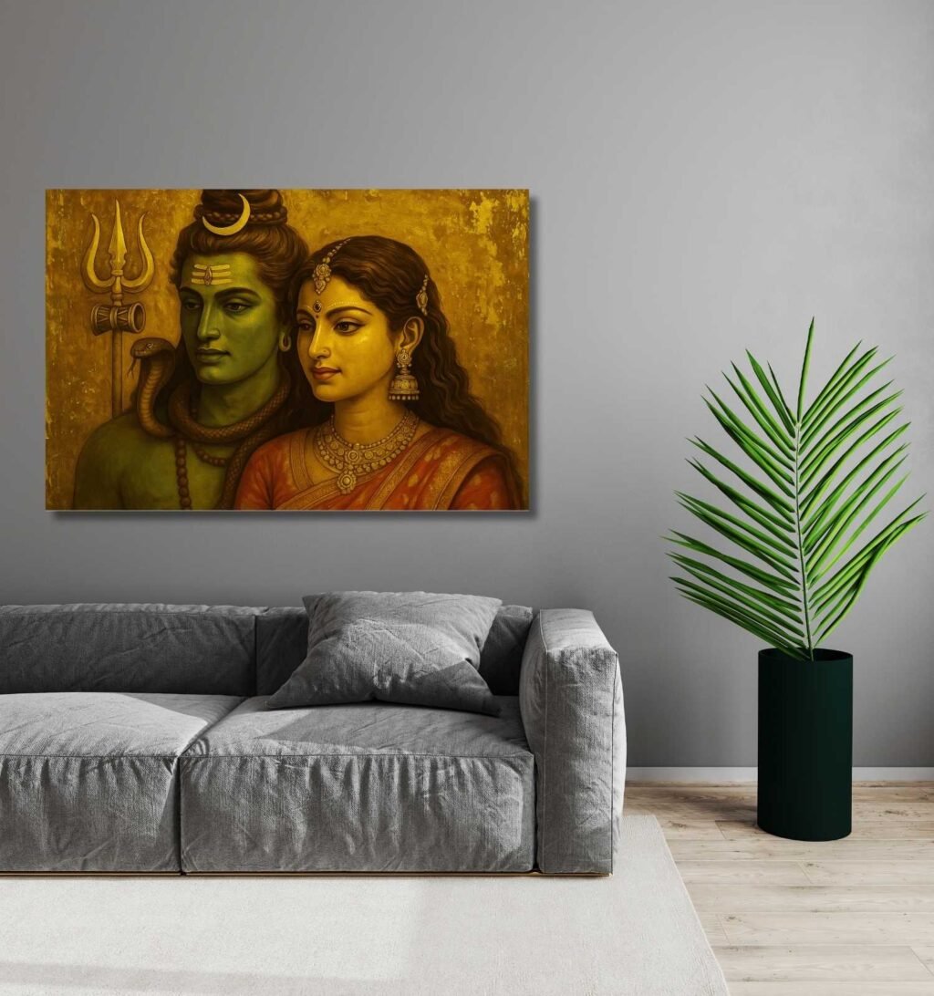 Shiv Parvati Abstract Painting