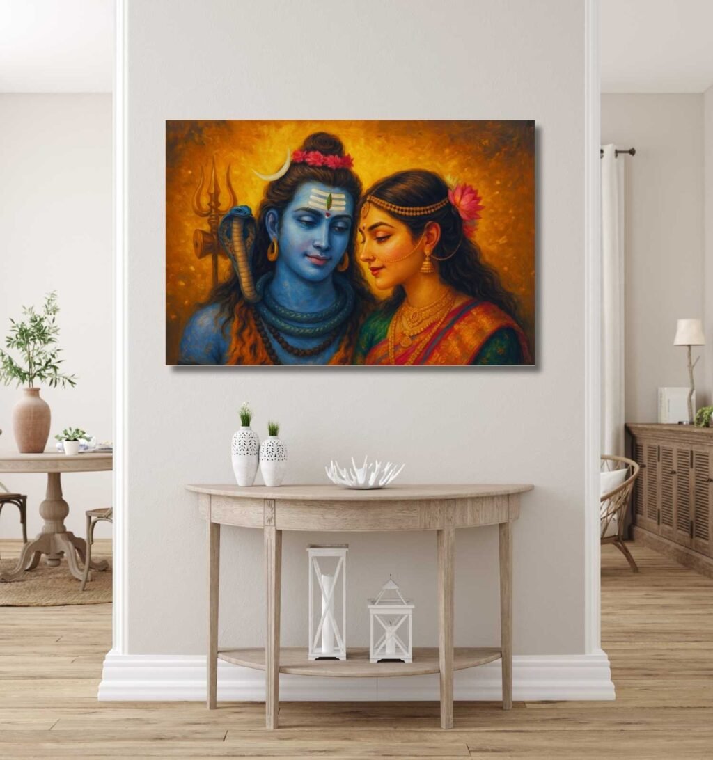 Shiv Parvati Abstract Painting