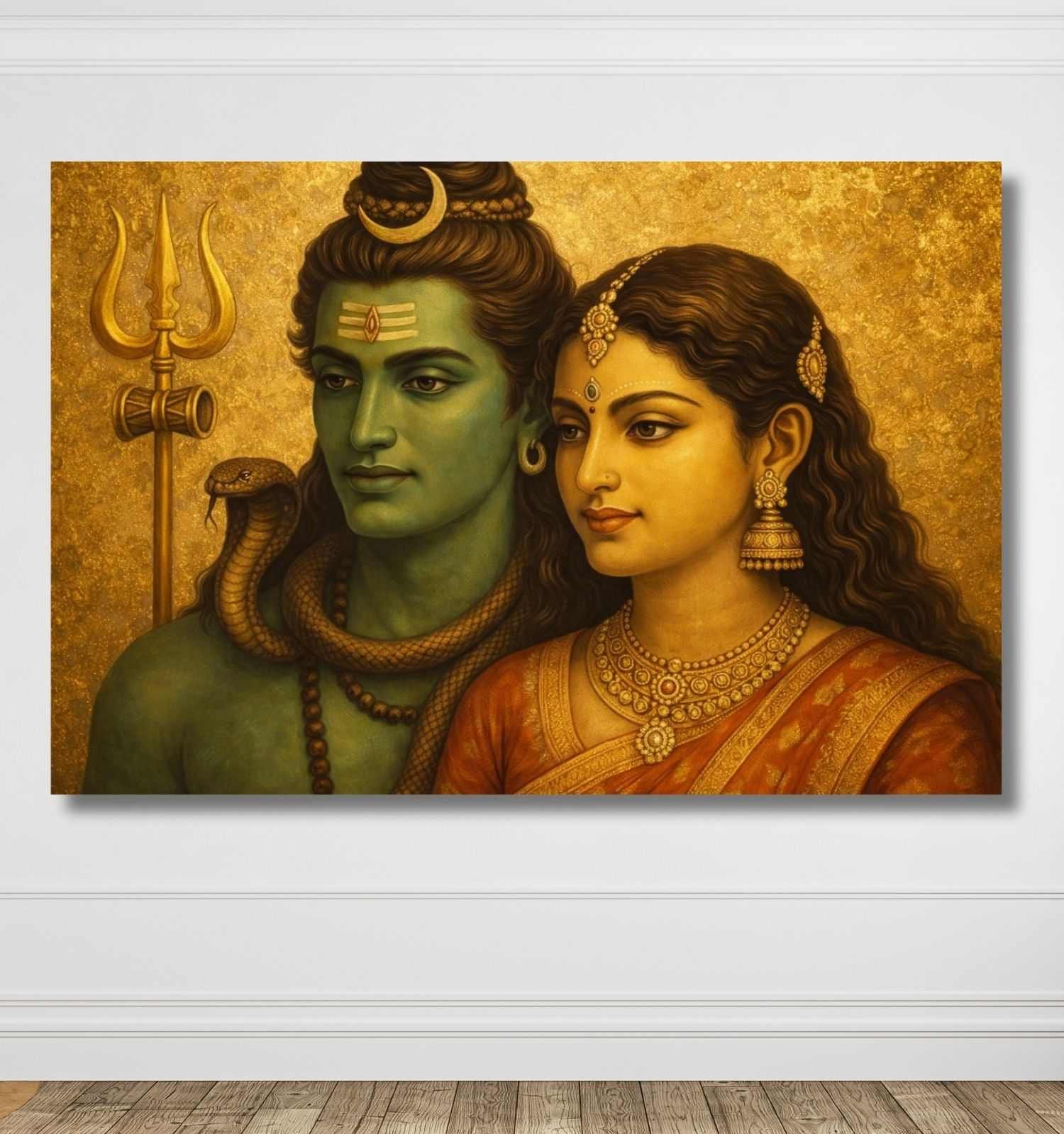 KUNJ CART- Lord Shiv Parvati Abstract Painting | Modern Art Shiva Parvati Canvas Wall Art