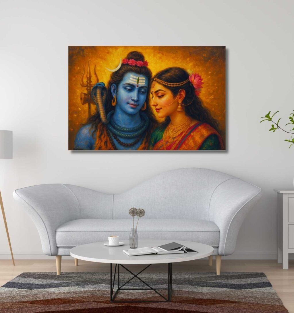 Shiv Parvati Abstract Painting