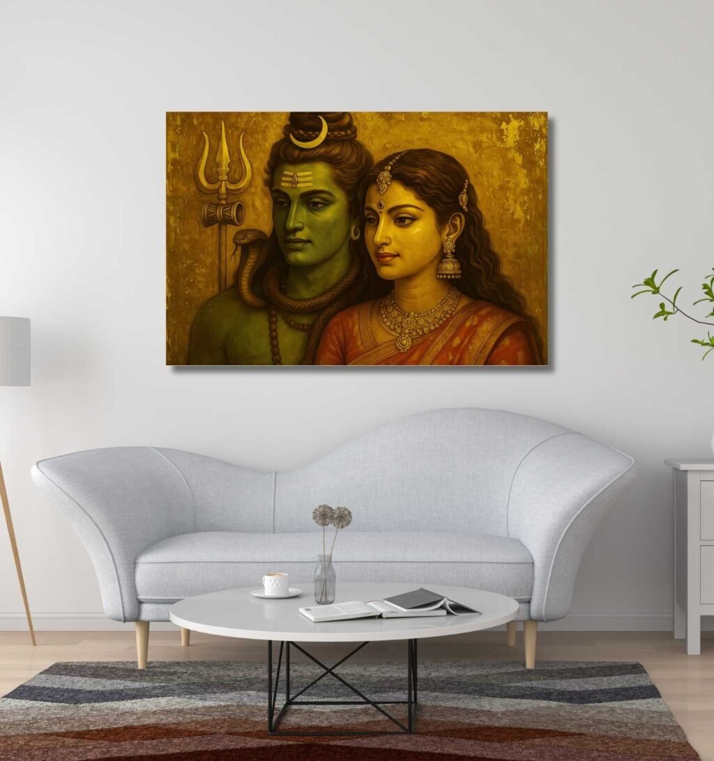 Shiv Parvati Abstract Painting