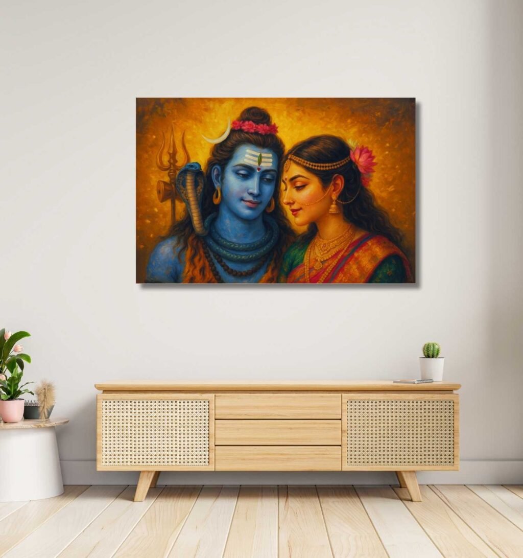 Shiv Parvati Abstract Painting
