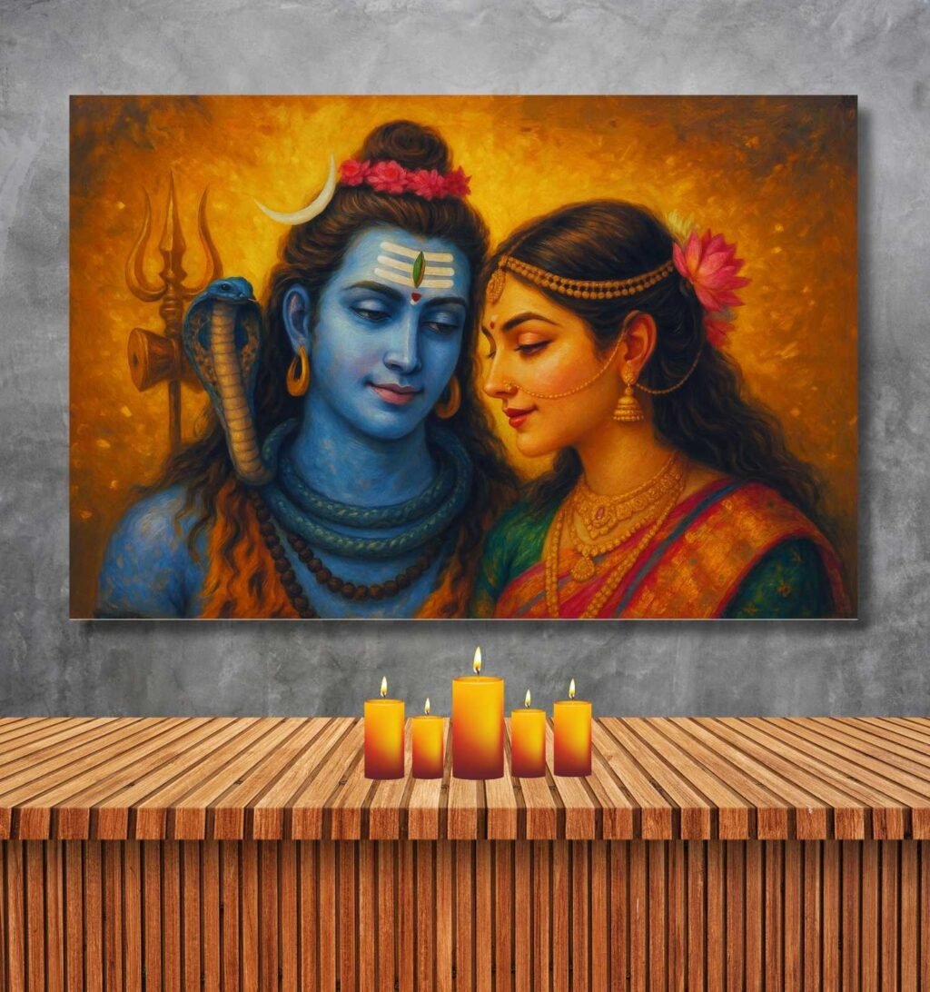 Shiv Parvati Abstract Painting