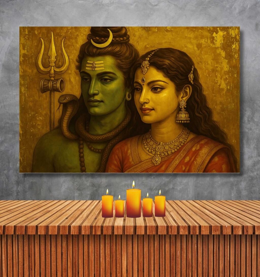 Shiv Parvati Abstract Painting