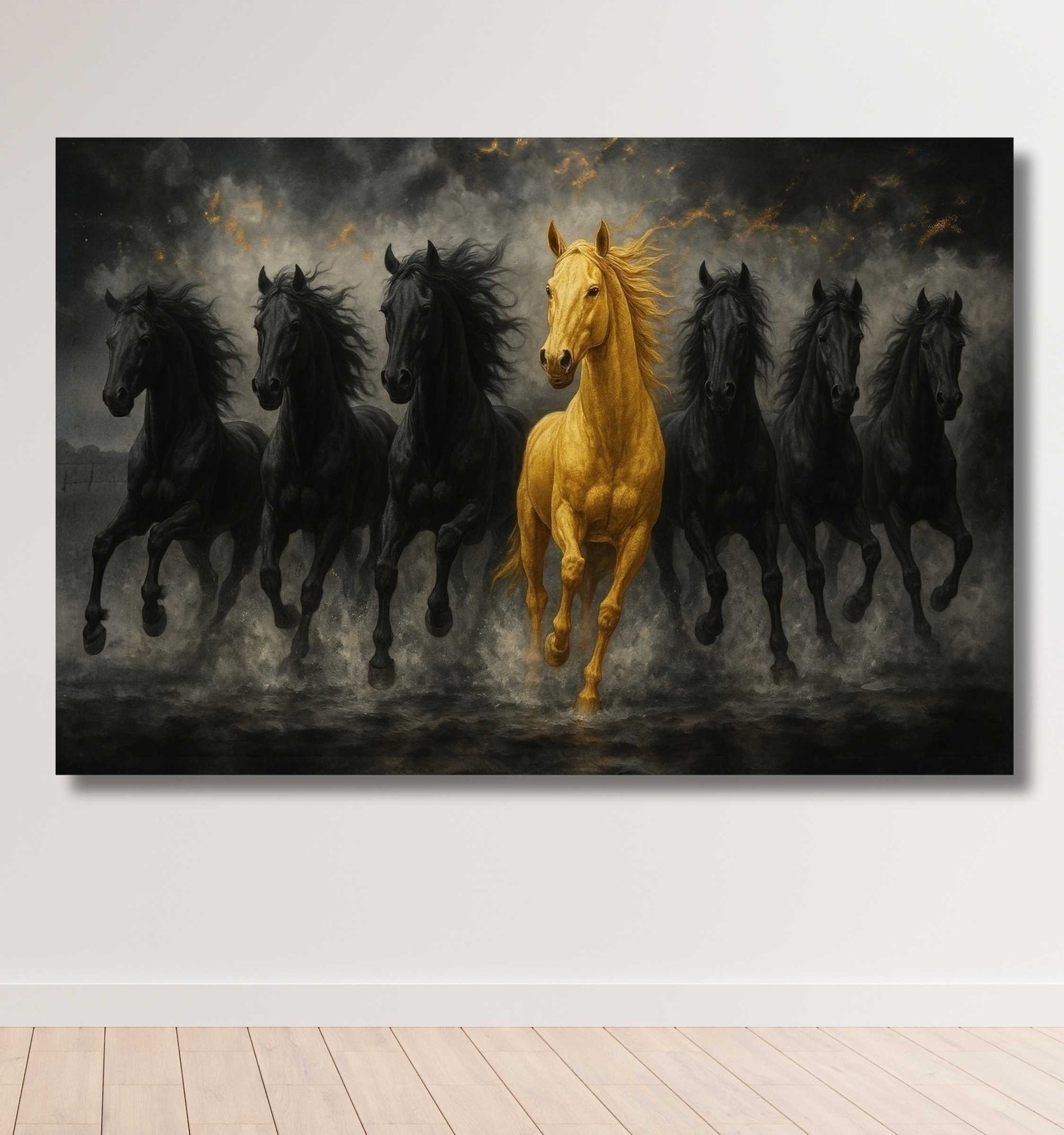 7 running horses painting