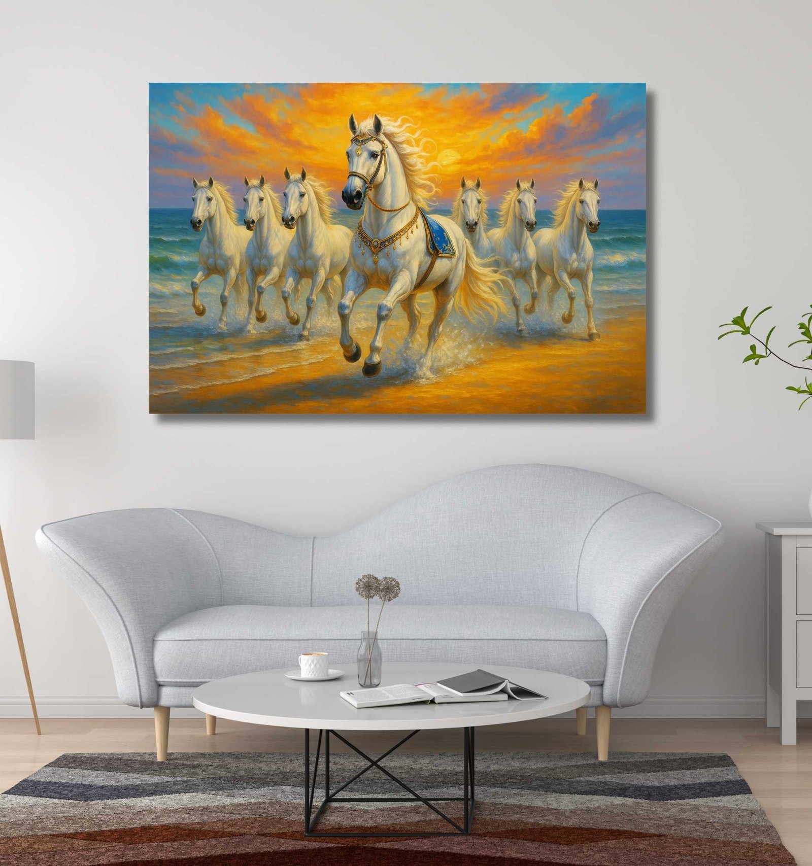 7 horses painting for wall decor2