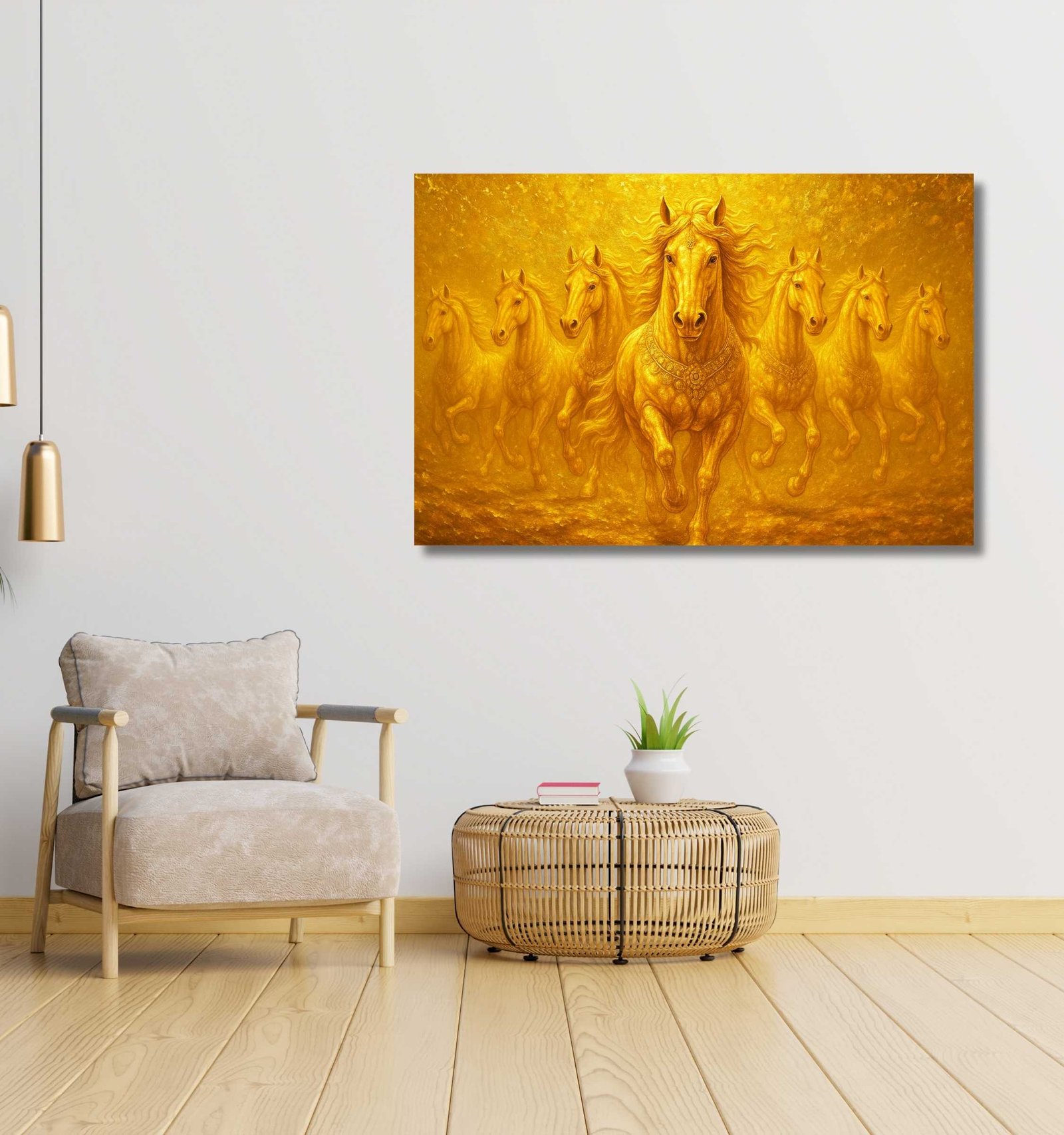 Golden 7 horses painting2