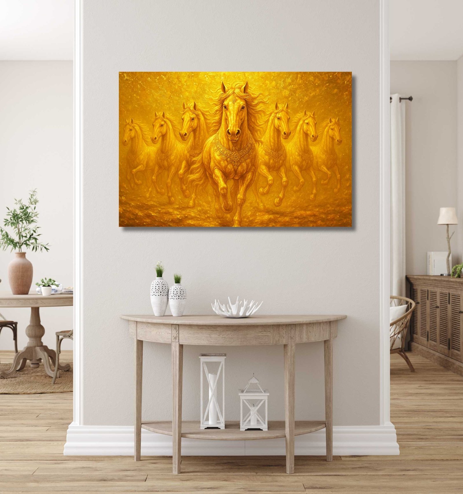 Golden 7 horses painting2