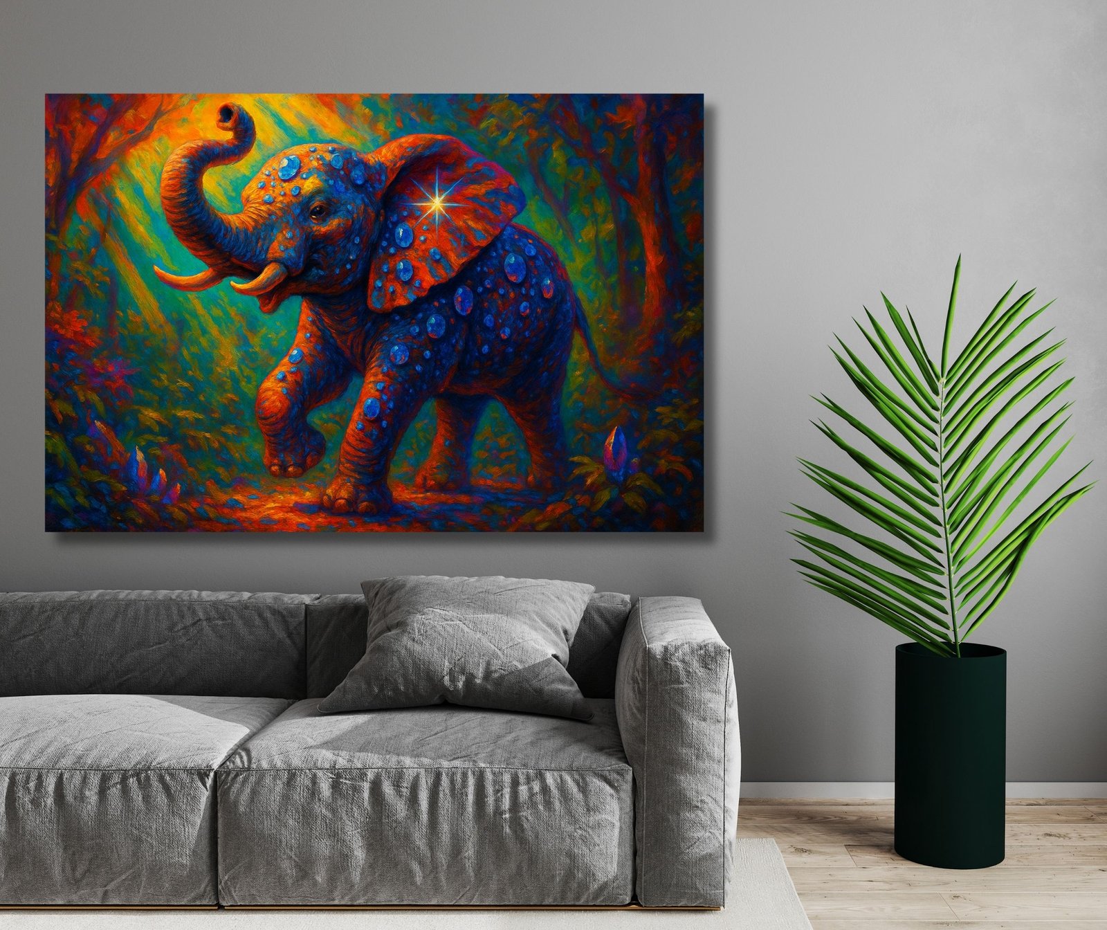 Canvas Painting Of Elephant