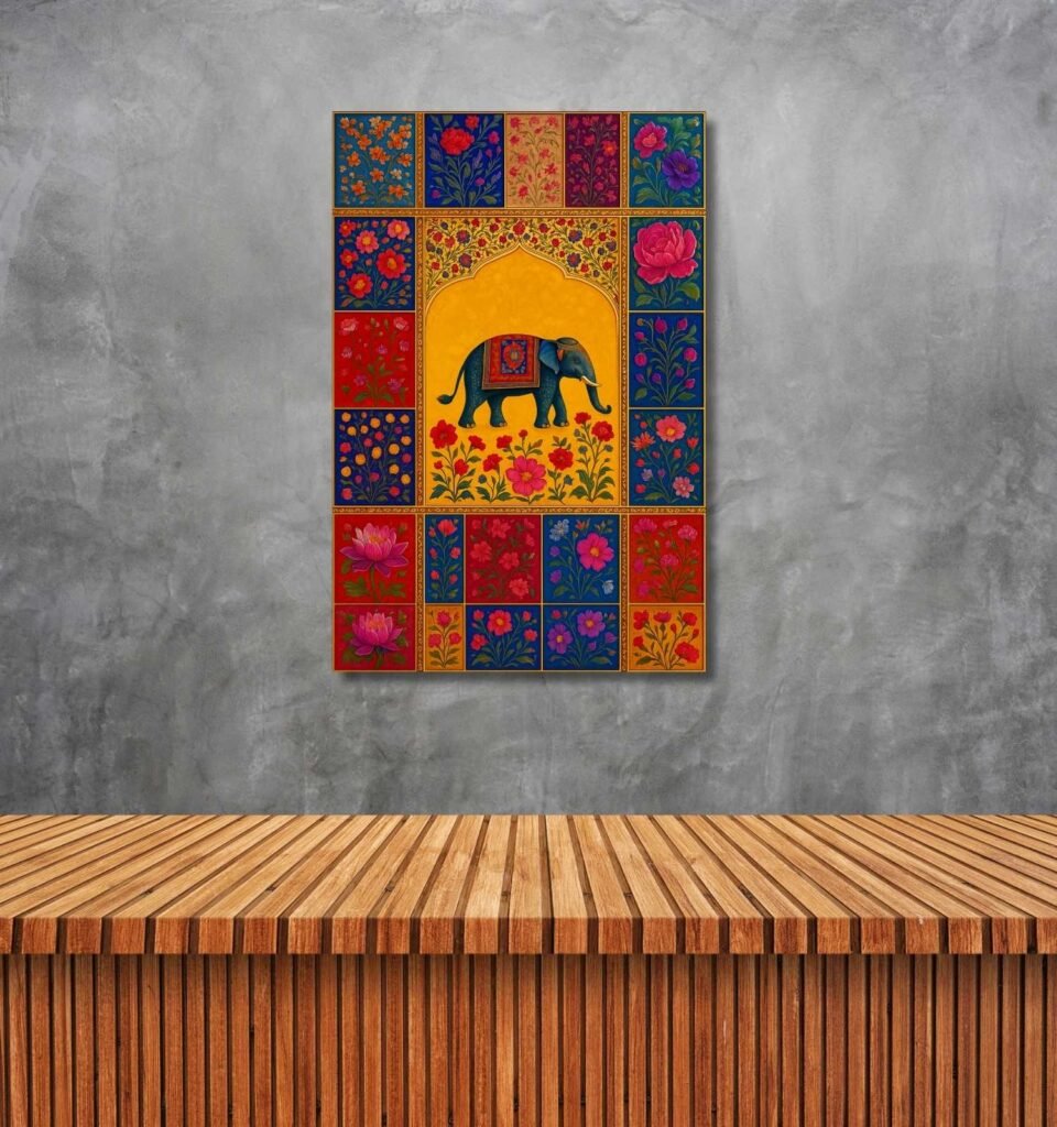 mughal Empire royal elephant painting for wall decor 1
