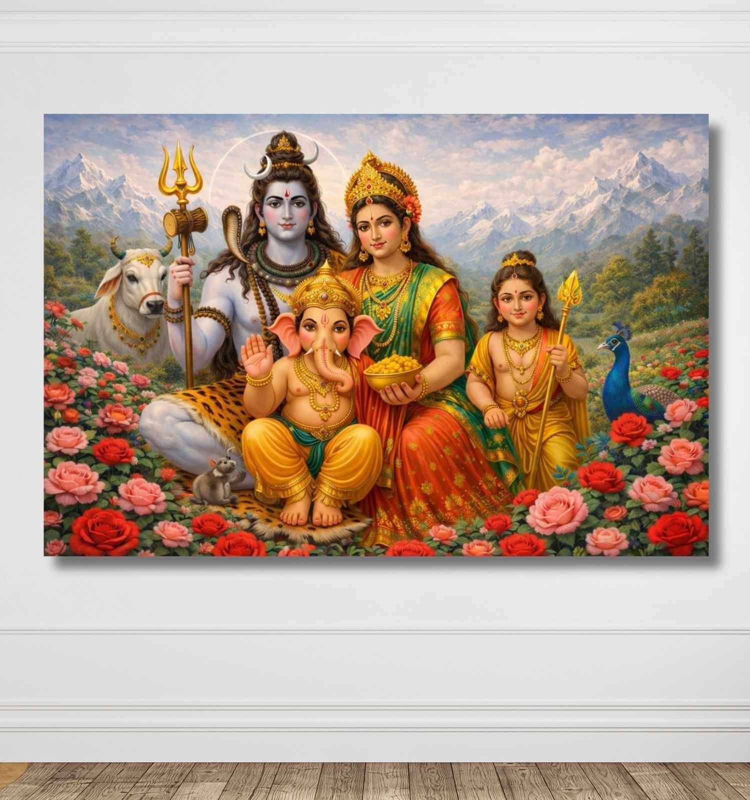 KUNJ CART - Shiv Parvati Painting | Paintings of Lord Shiva and Parvati in Golden Blue Theme