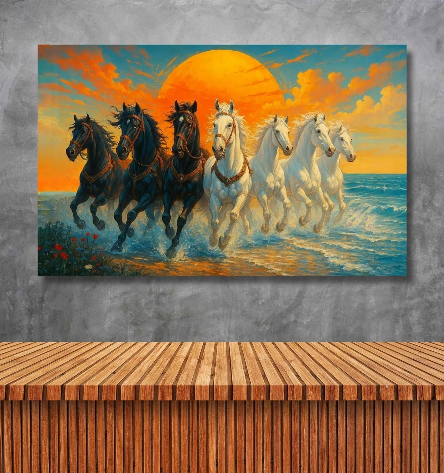 7 Horse Canvas Painting