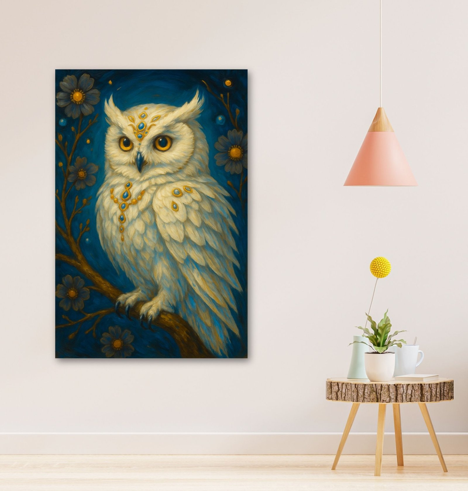 Owl Painting Vastu white color1
