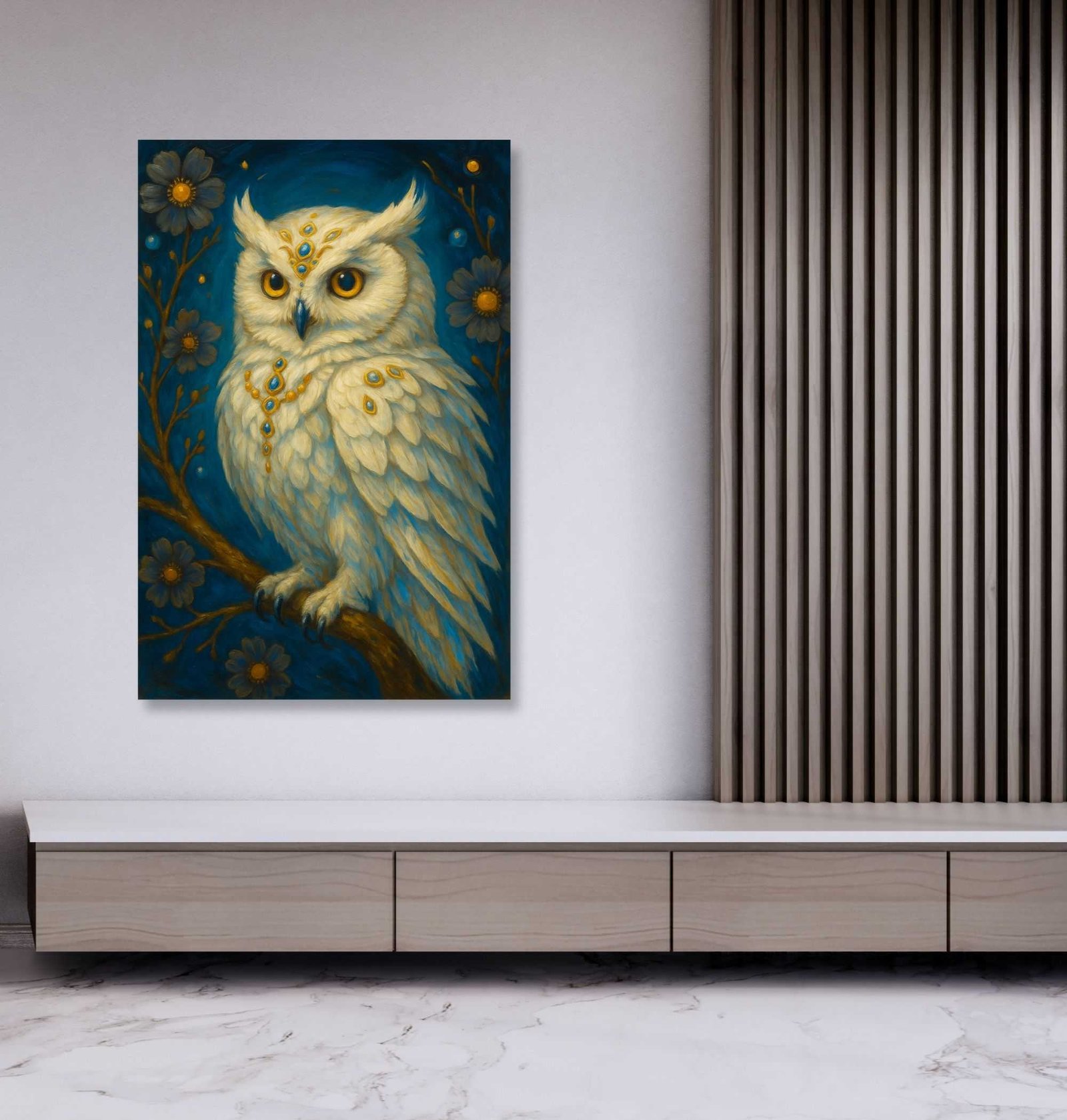 Owl Painting Vastu white color1