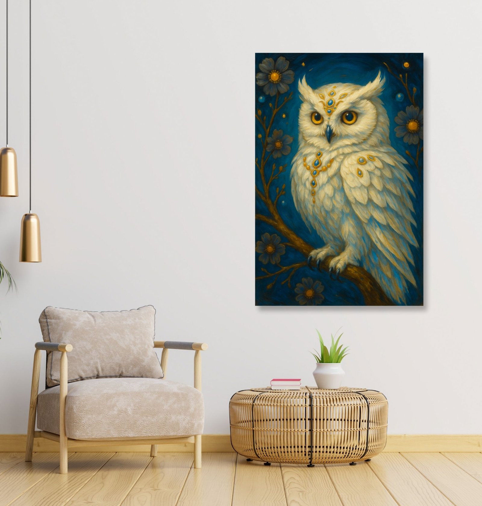 Owl Painting Vastu white color1