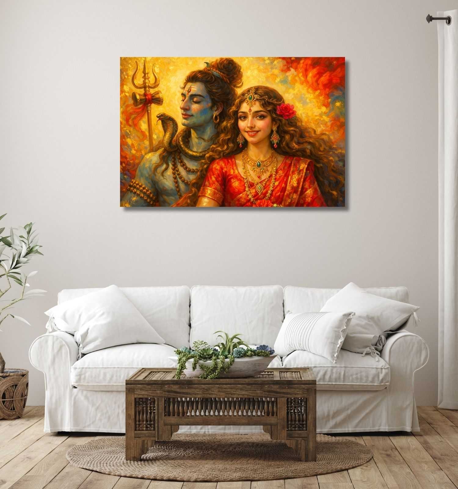 SHIVA PARVATI CANVAS PAINTING 1