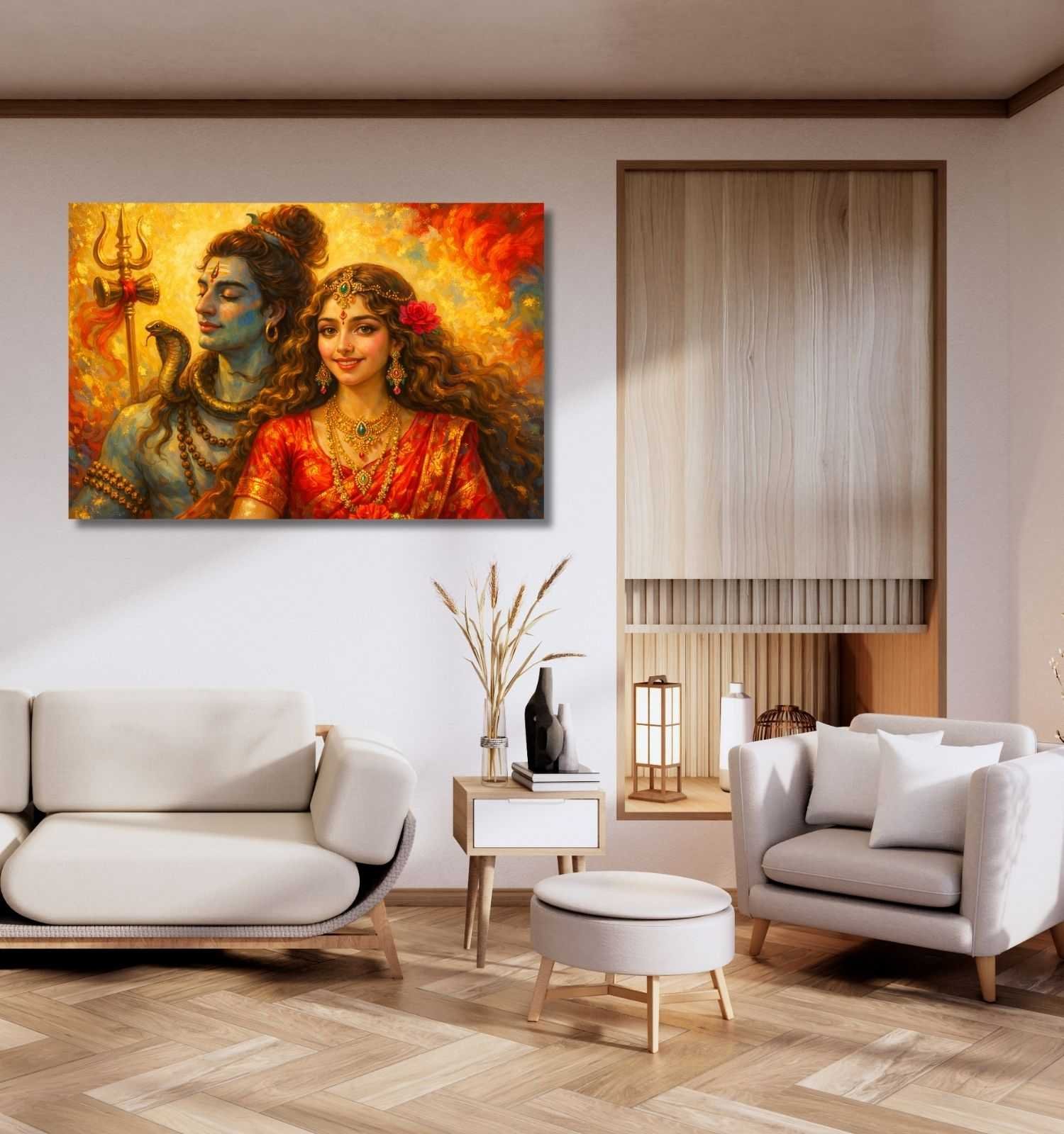 SHIVA PARVATI CANVAS PAINTING 1