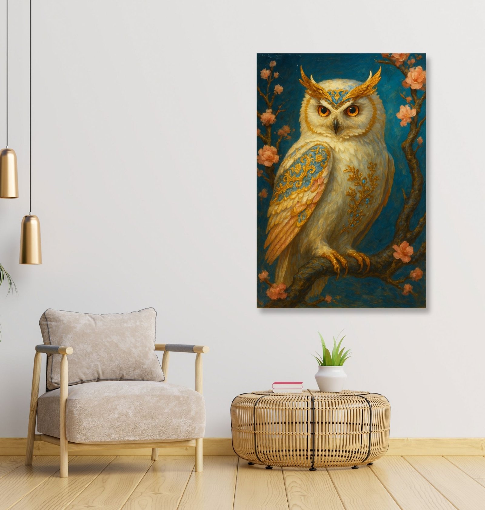 White vastu owl painting2