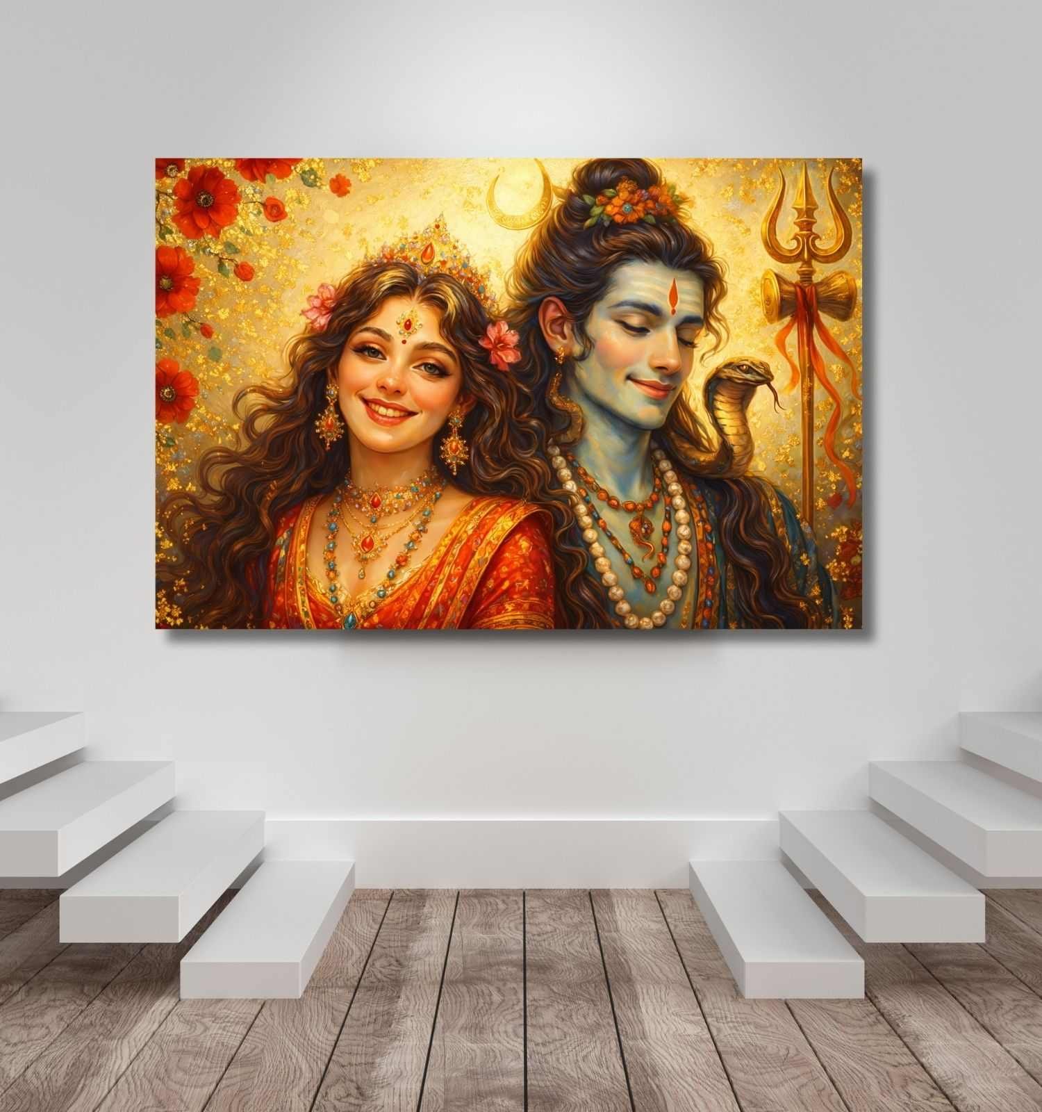 beautiful LORD SHIV PARVATI CANVAS PAINTING 1