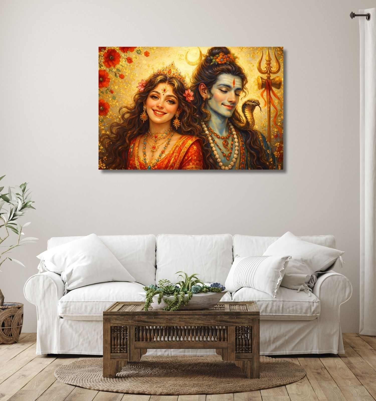 beautiful LORD SHIV PARVATI CANVAS PAINTING 1