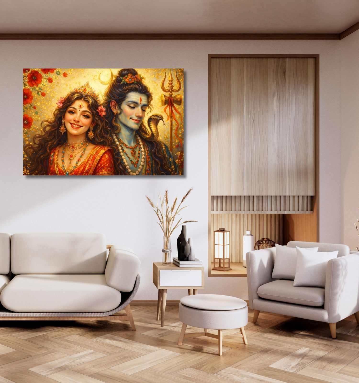 beautiful LORD SHIV PARVATI CANVAS PAINTING 1