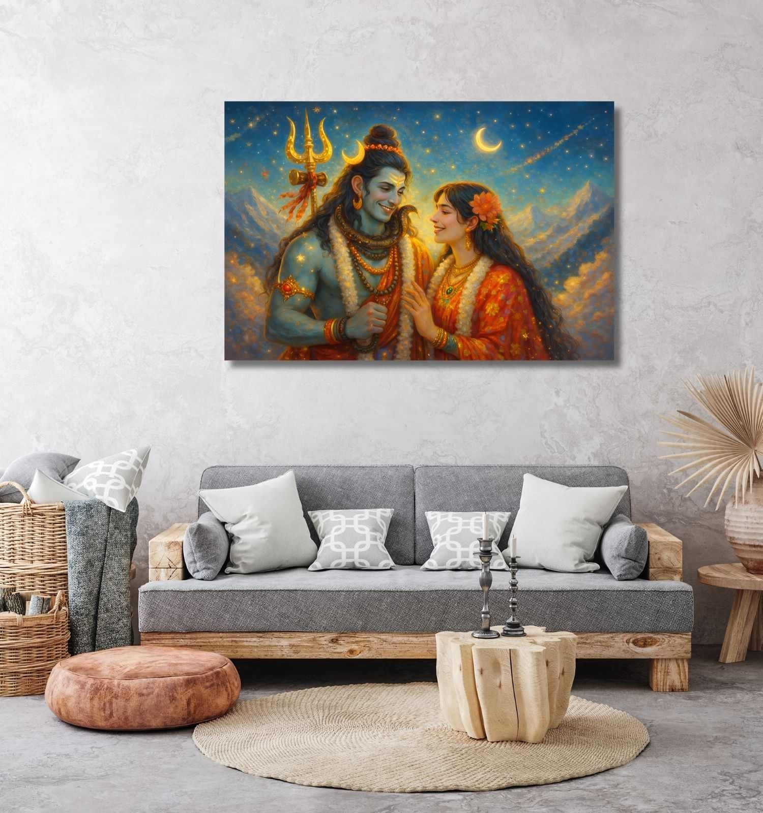 shiv parvati ji canvas painting1