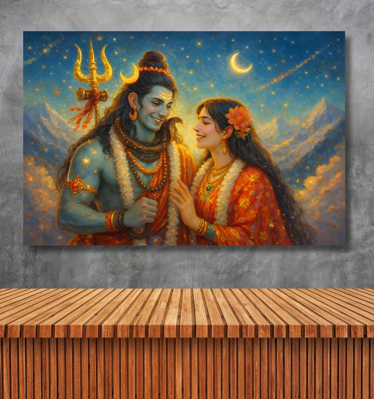 shiv parvati ji canvas painting1