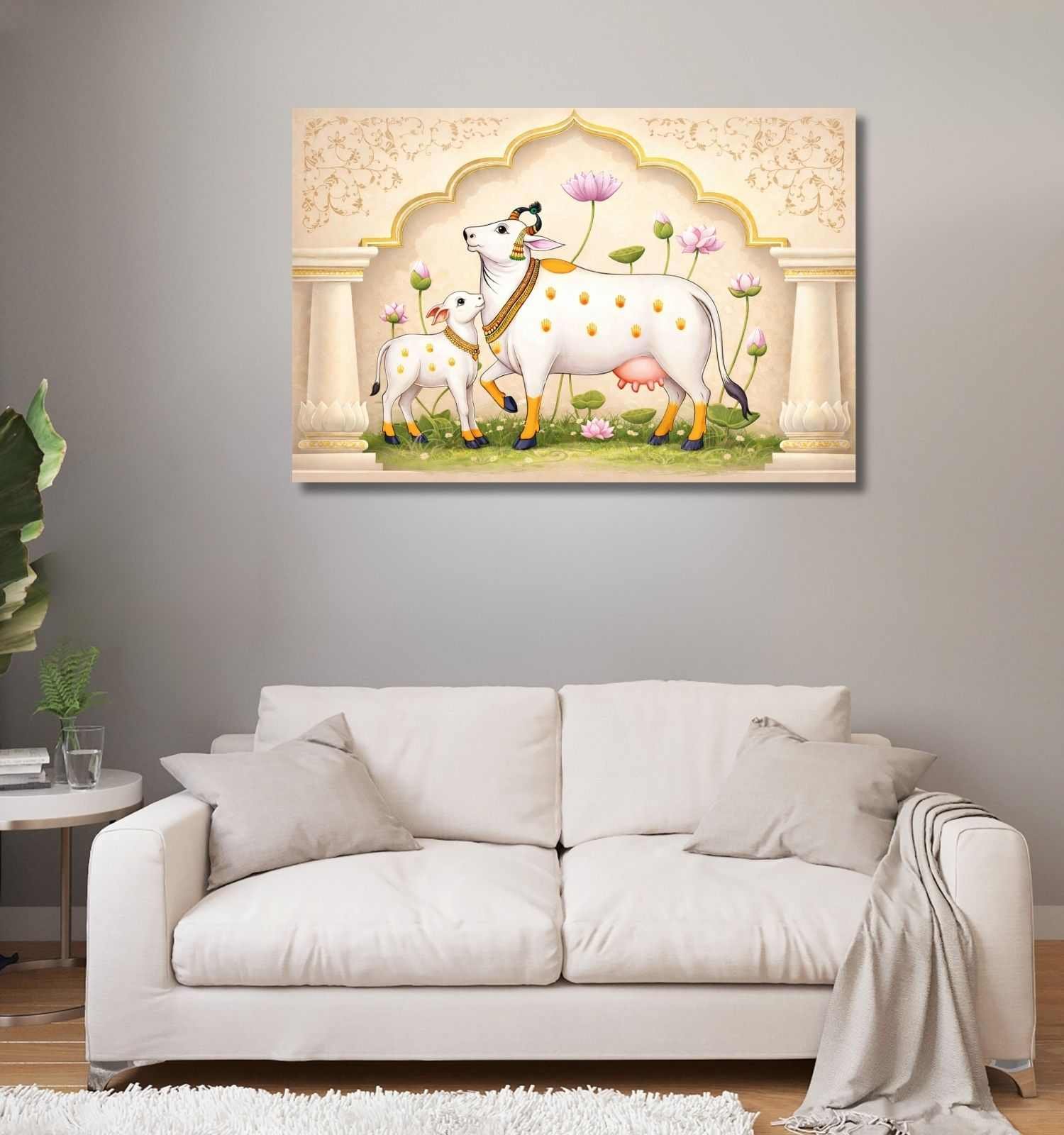 Kamdhenu Cow With Calf Vastu Painting1