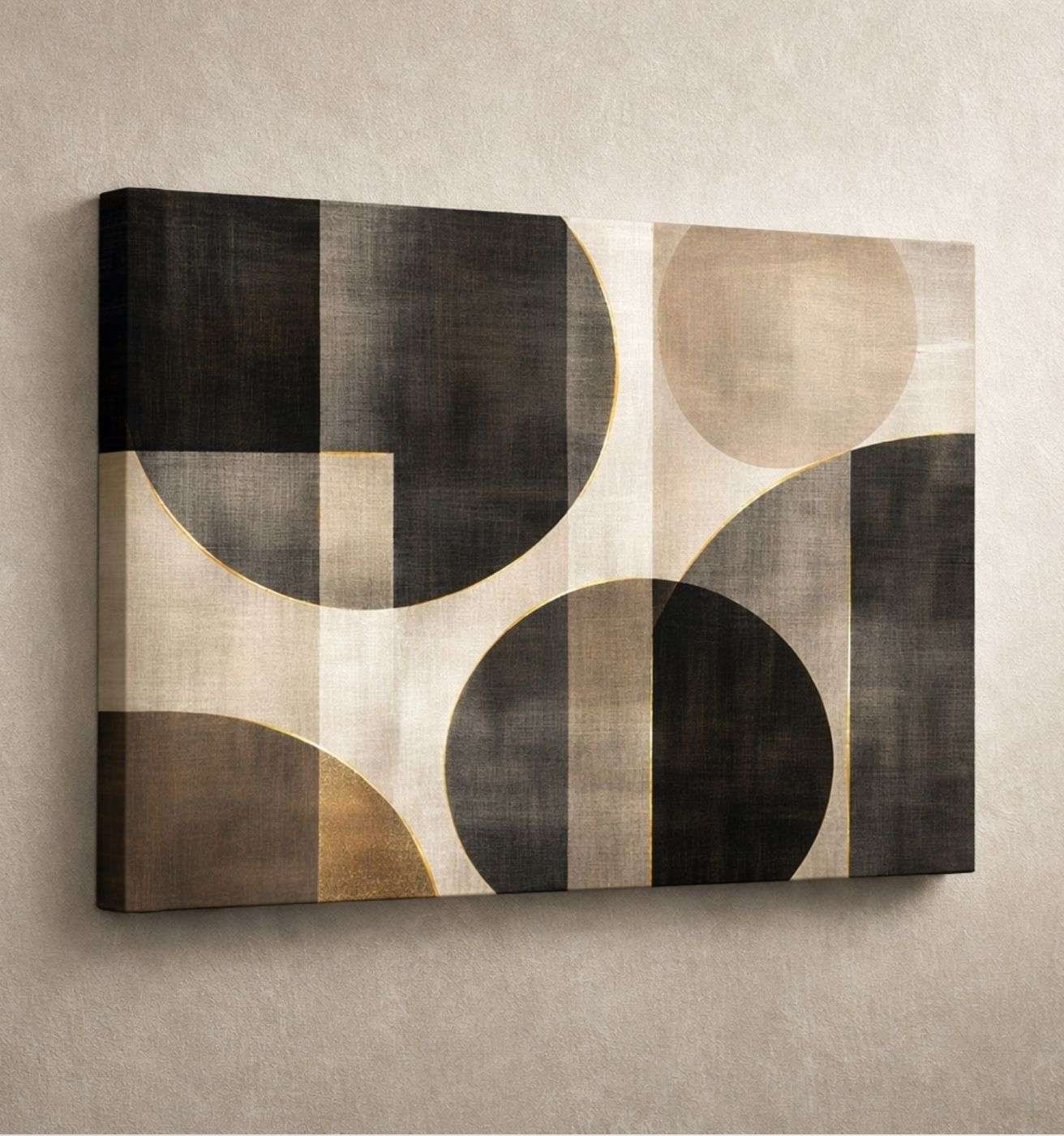 Minimalist Geometric Circles Modern Art Canvas Wall Painting – Modern Abstract Canvas Painting | KunjCart