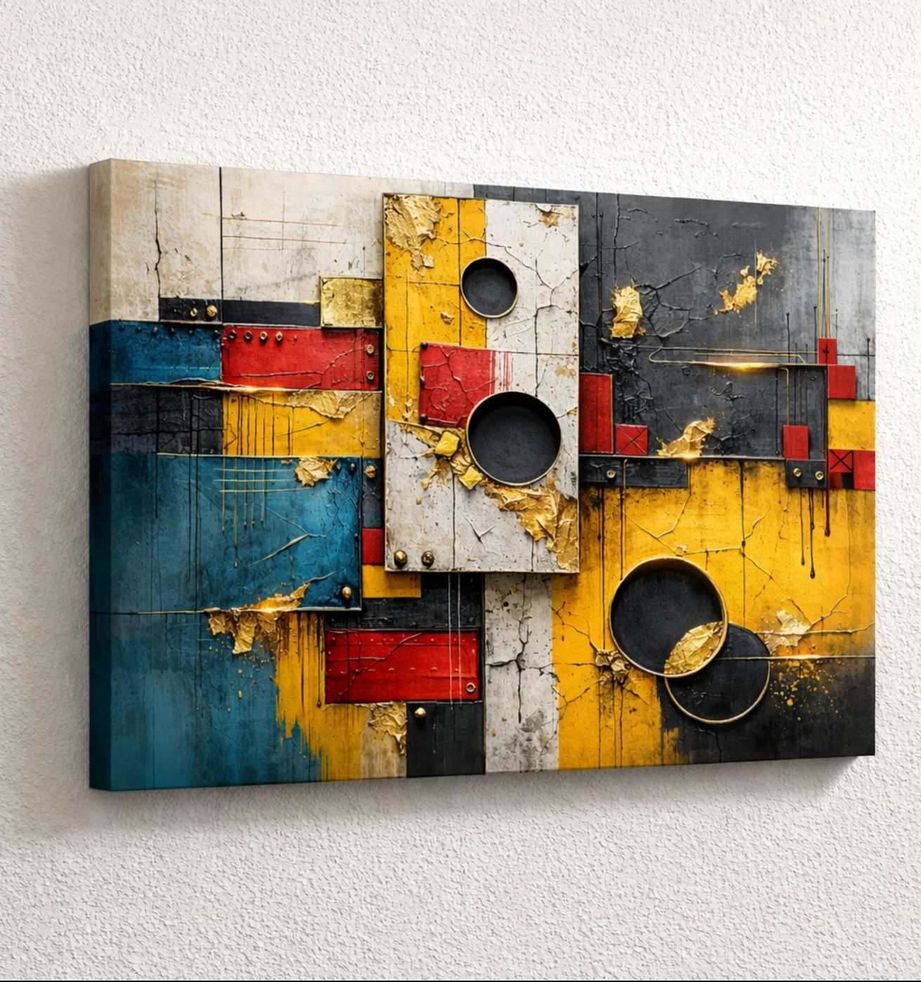 Industrial Geometric Texture Design Modern Art Canvas Wall Painting For Bedroom – Modern Abstract Canvas Painting | KunjCart