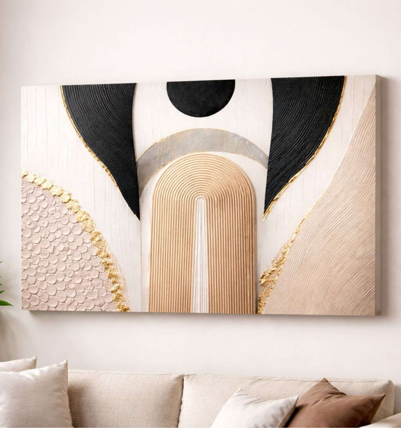 Luxury Gold & Black Texture Design Modern Art Canvas Wall Painting – Modern Abstract Canvas Painting | KunjCart